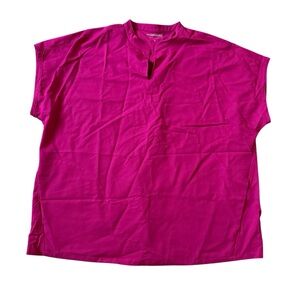 Mandala Women’s Size XL Magenta Scrubs Collared Short Sleeve Top Career